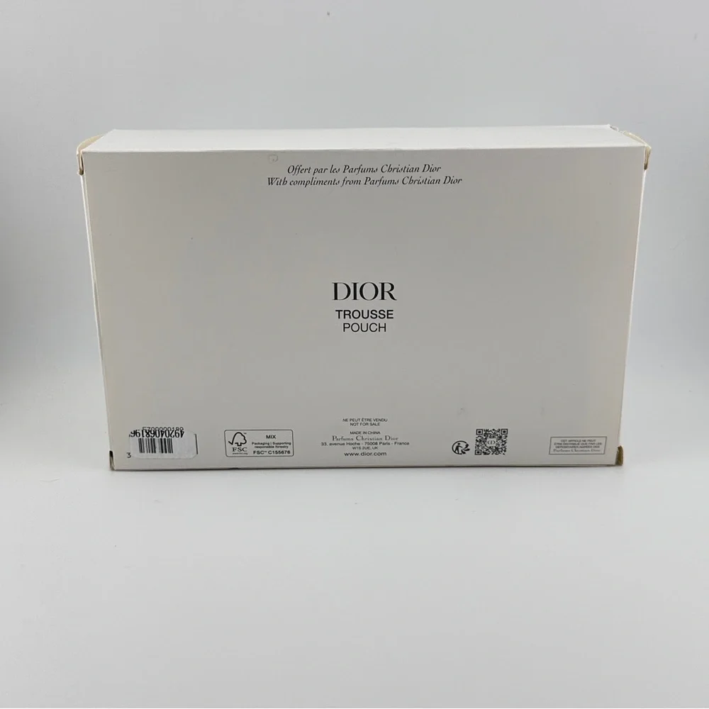 🆕 DIOR Beige Embroidered Women's Cosmetic Bag New w/ Box & Skincare Samples NIB